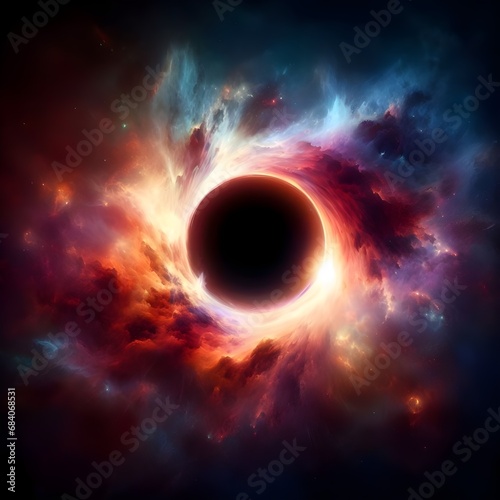Black hole with a bright color , realistic. 