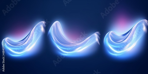 Air flow and water drop set of  elements. Abstract light effect blowing from an air conditioner, purifier or humidifier. Dynamic isometric blurred motion, Generative AI  photo