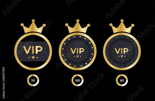 Vip label, badge or tag. Modern vector illustration