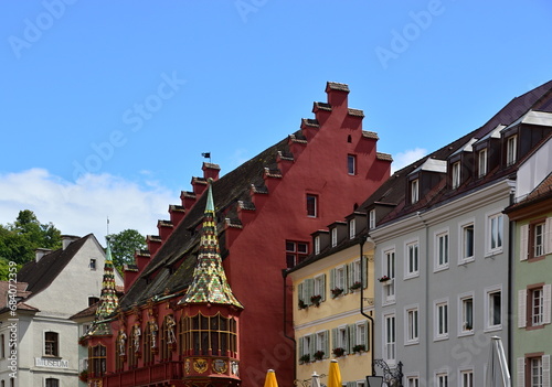 Historical Buildings on the Square Münsterplatz in the Old Town of Freiburg in Breisgau, Baden - Württemberg photo