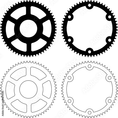 outline silhouette Sprocket icon set