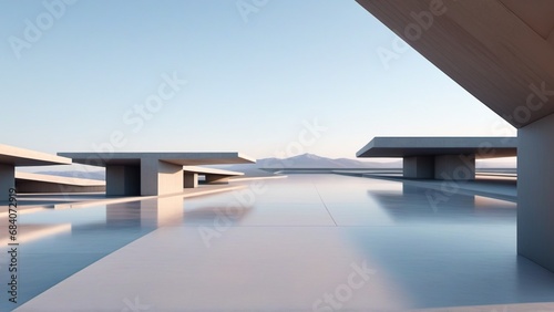 Abstract futuristic architecture with concrete floor © Passion