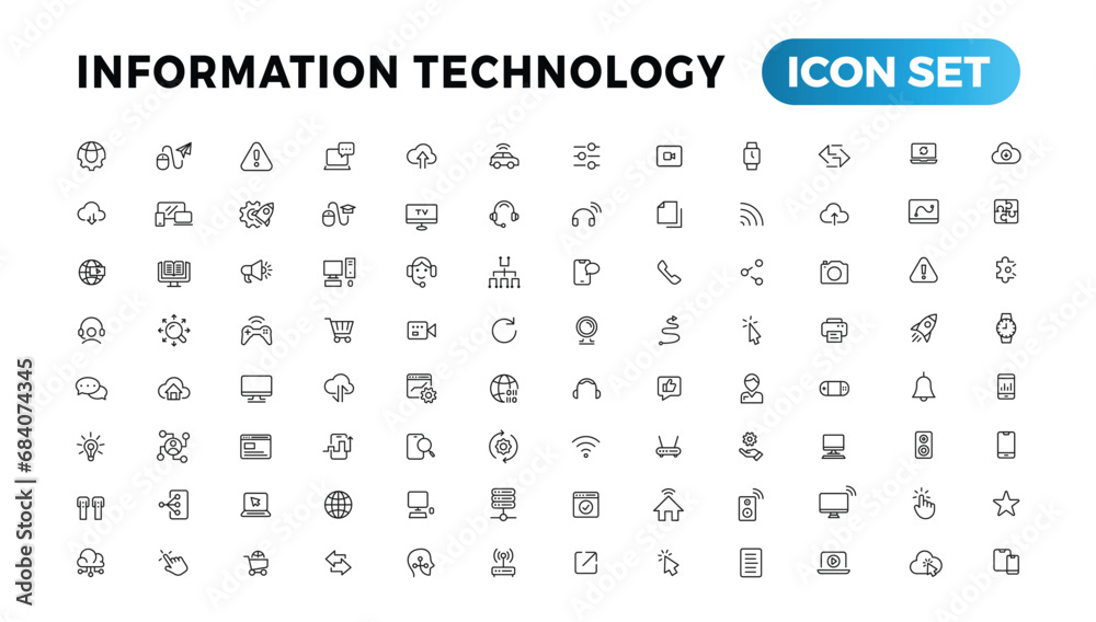 Information technology line icons collection. Big UI icon set in a flat design. Thin outline icons pack Information technology line icons collection. Big UI icon set in a flat design. Thin outline icons pack