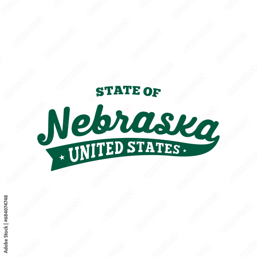 State of Nebraska lettering design. Nebraska, United States, typography design. Nebraska, text design. Vector and illustration.