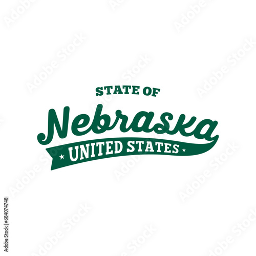 State of Nebraska lettering design. Nebraska, United States, typography design. Nebraska, text design. Vector and illustration.