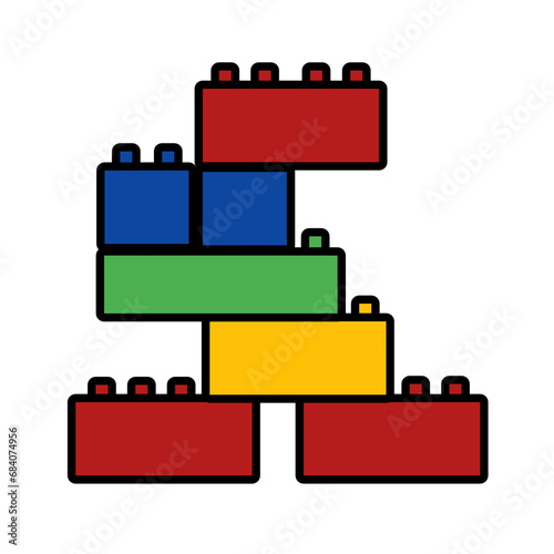 Lego or building toys, blocks isolated.