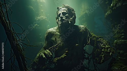 Ancient Greek statue underwater