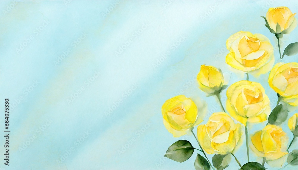 father's day yellow rose watercolor illustration design frame