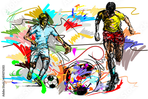 action football sport art and brush strokes style. 