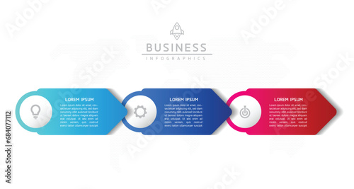 Circular Connection Steps business Infographic Template with 3 Element
