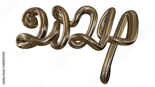 3D drawing of 2024 in metallic copper