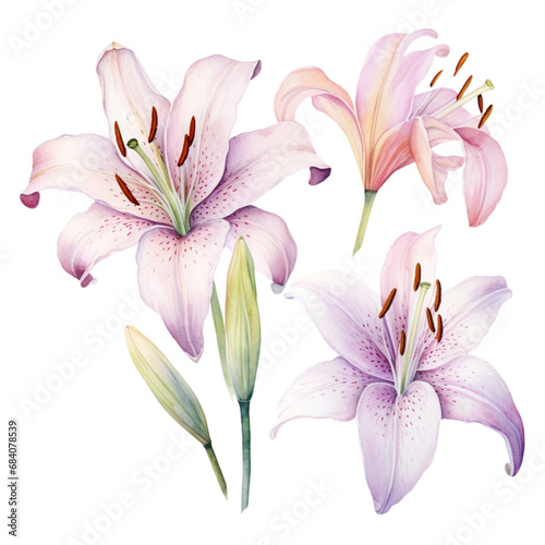 watercolor retro style lily illustration
