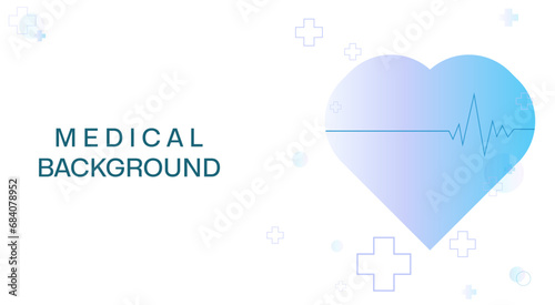 Medical molecular background with medical elements, cardiogram. Biotechnological concept, innovative technologies, health care.