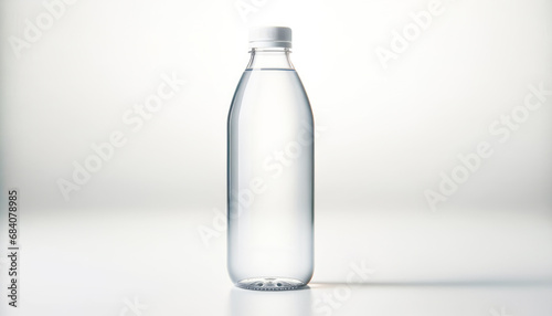 Sleek water bottle with a custom label space on bright white background. Branding ready. Generative AI