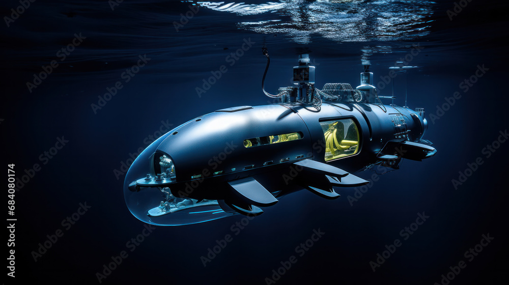 Large underwater bathyscaphe for exploring the depths of the sea. Used ...