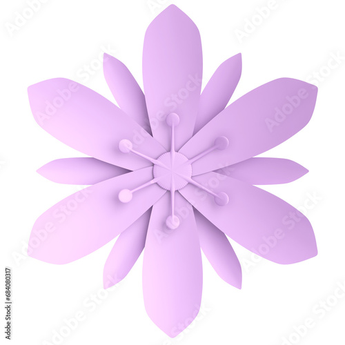3D paper flower. Pastel flower. 3D illustration. © dekzer007