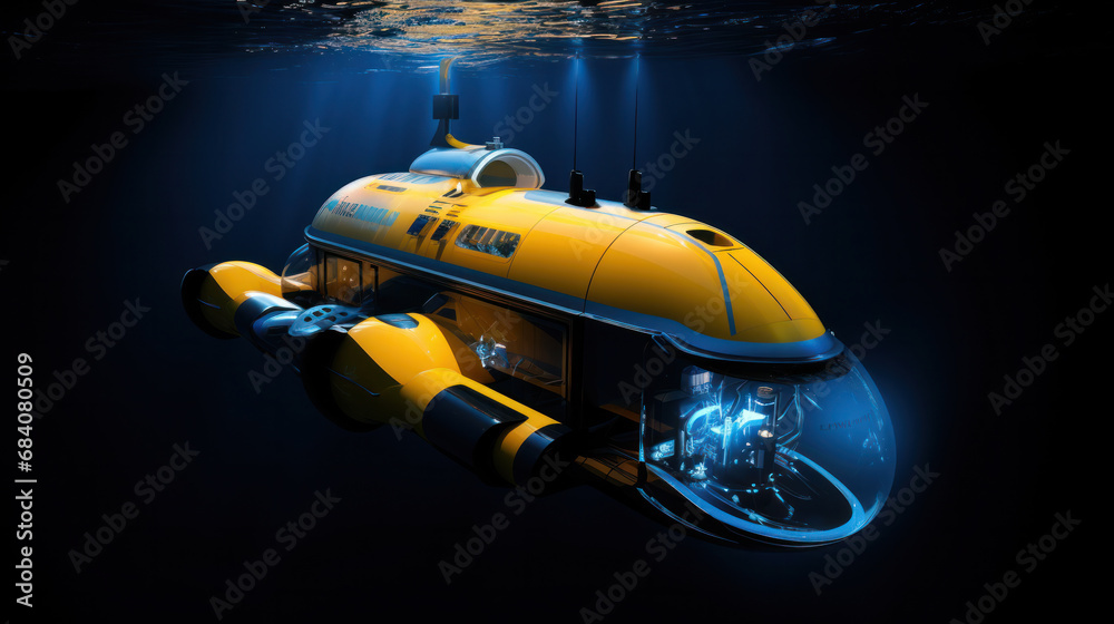 Large underwater bathyscaphe for exploring the depths of the sea. Used ...