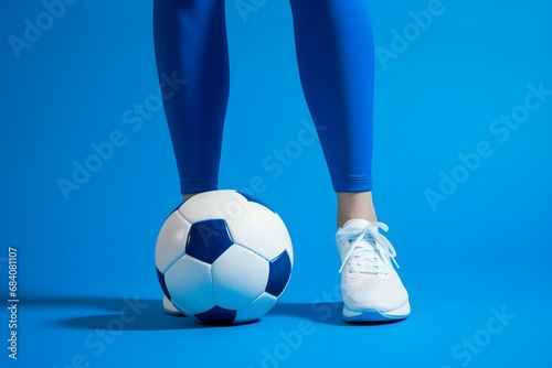 Playful Giraffe in Blue Tights and White Sneakers Ready for a Game of Soccer Generative AI