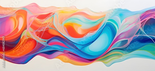 Vibrant Fluidity Abstract Painting of Colorful Wave of Liquid and Water Generative AI
