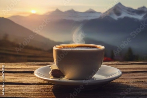 cup of coffee on the mountain