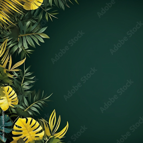 Collection of tropical leaves foliage plant in yellow and green