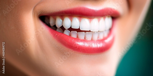 Woman s smile close-up  teeth cleaning at the dentist. Generative Ai