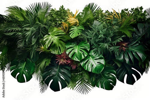 Tropical leaves foliage plants bush floral arrangement nature backdrop on white background  Generative AI 