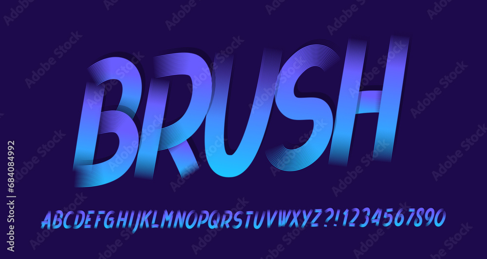 Brush alphabet font. Hand drawn letters and numbers. Hand written ...
