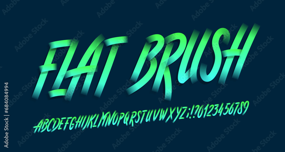 Flat Brush alphabet font. Brush stroke letters and numbers. Hand written vector typescript for your design.