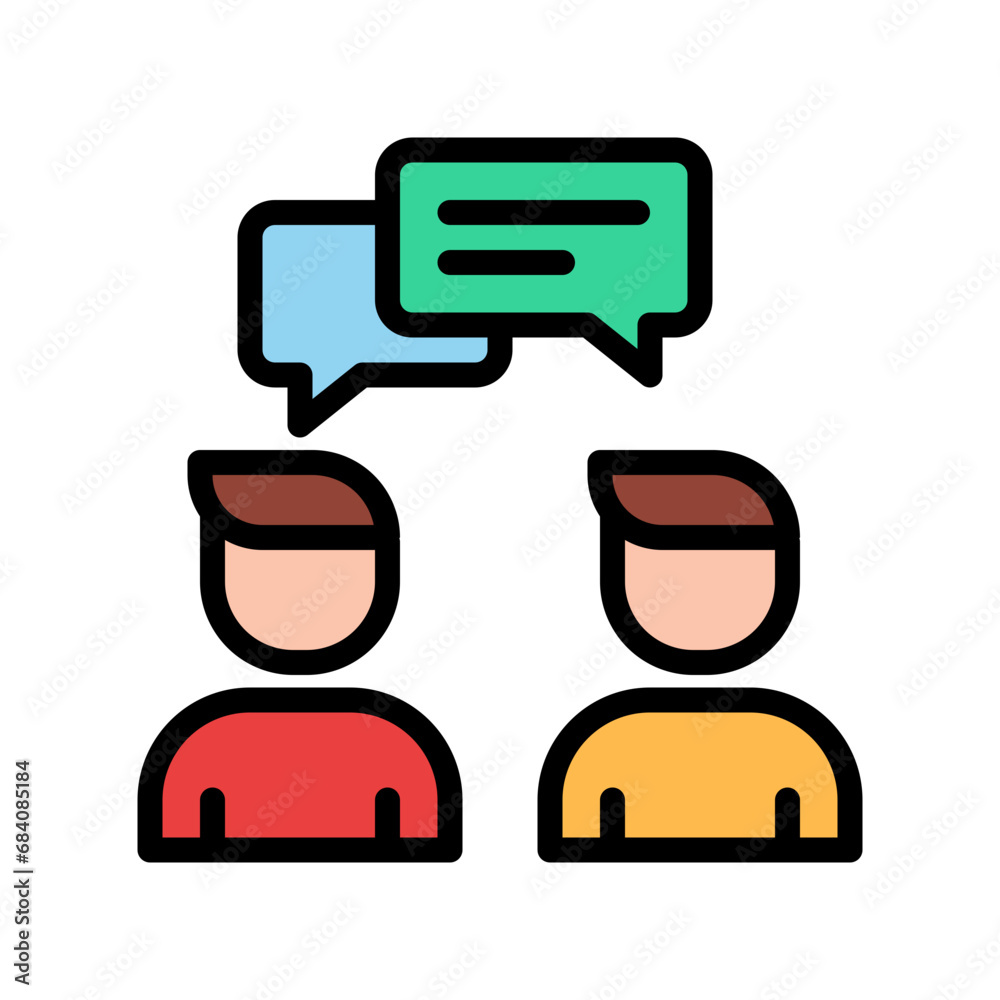 Communication icons in various shapes in flat, line, colored styles. Communication icons in various shapes in flat, line, colored styles.