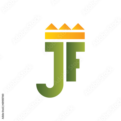 Alphabetical iconic logo combination of J and F with light green color and yellow color crown.jpg