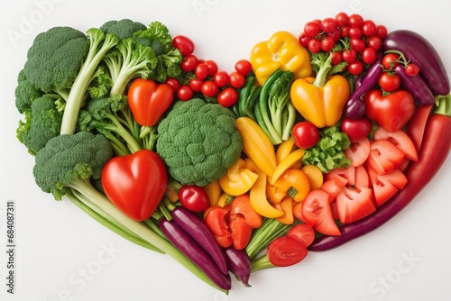 an assortment of fresh and colorful vegetables in the shape of a heart
