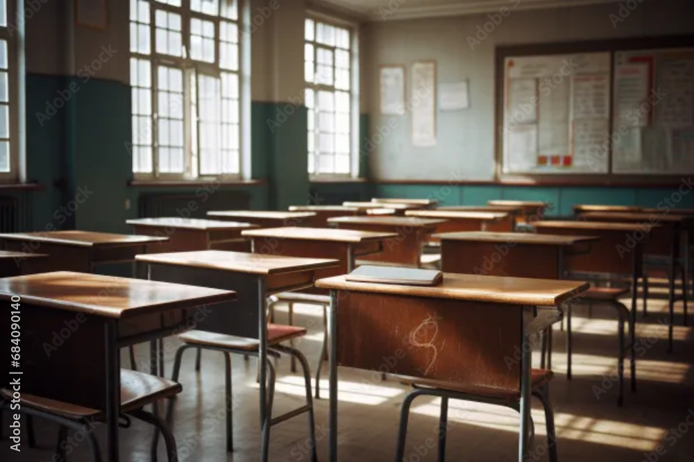 empty primery class room with chairs empty primery class room with chairs