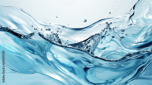 Swirling stream of water in pale blue water on a white background
