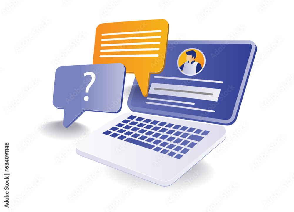 Social media accounts chatting with laptop Social media accounts chatting with laptop