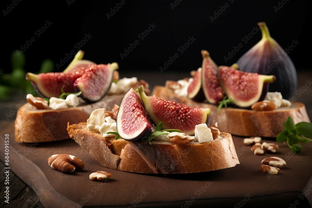 Figs cheese sandwiches food snack. Healthy ripe eating fig tasty ham. Generate Ai Figs cheese sandwiches food snack. Healthy ripe eating fig tasty ham. Generate Ai