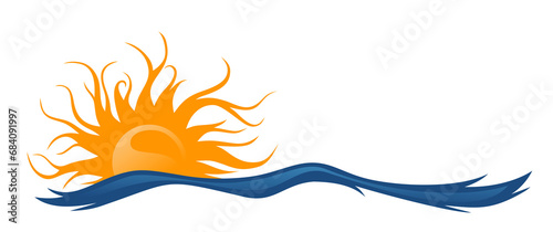 The symbol of the summer sun with sea.