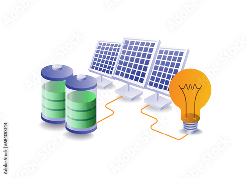 Electric energy storage battery solar panel concept illustration 1