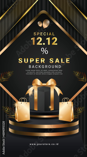 background black and gold sale discount awarding social media luxury website template 6