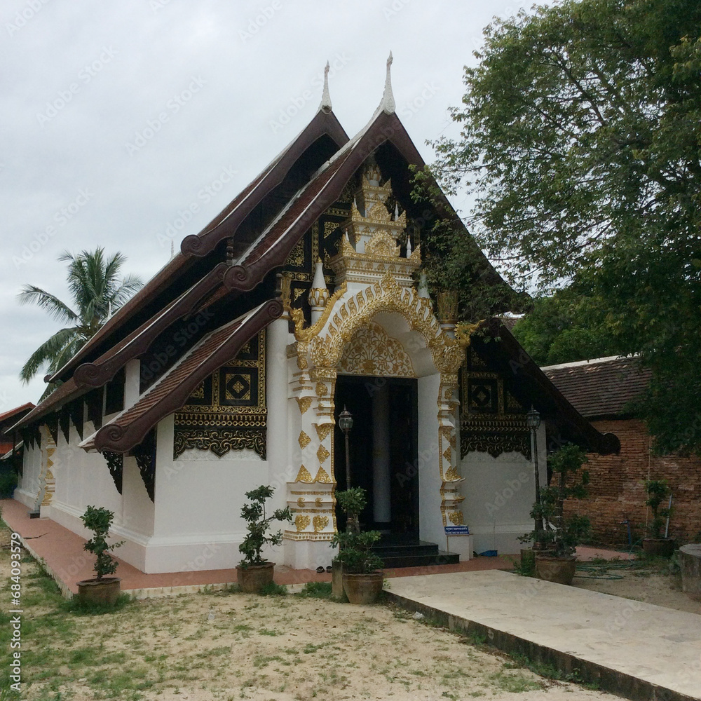 Beautiful Antique Northern Style Temple in Lampang Province, Thailand