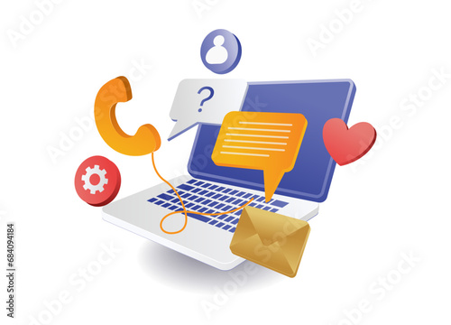 Concept illustration of conversation with computer social media applications