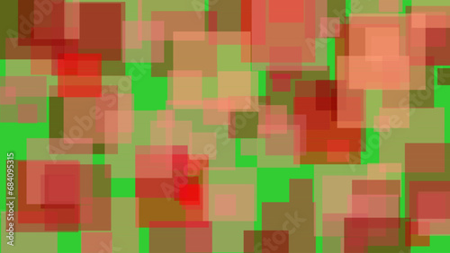 red shapes over lime green background
