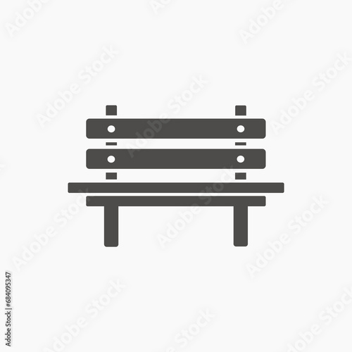 Park bench icon vector. public wooden seat symbol sign