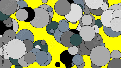 black grey shapes over yellow background
