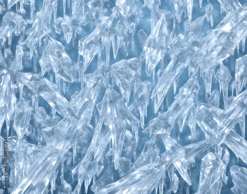 Transparent crystal ice shards structure background