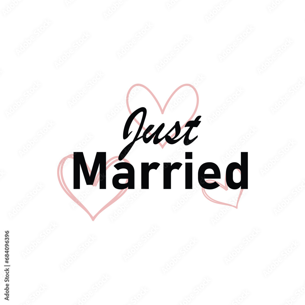 just married with heart vector file for t shirt and banner design