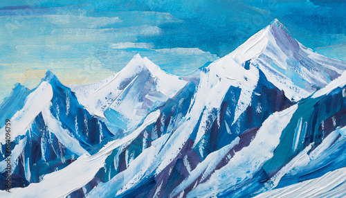 Abstract Snowy Mountains Background Painting