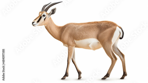 isolated antelope on white background. Springbok, Antidorcas marsupialis. generative ai