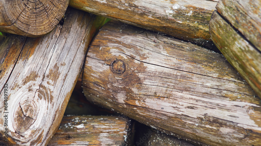 The textured logs, in a horizontal composition, add a rustic touch to the environment. The textured logs, in a horizontal composition, add a rustic touch to the environment.