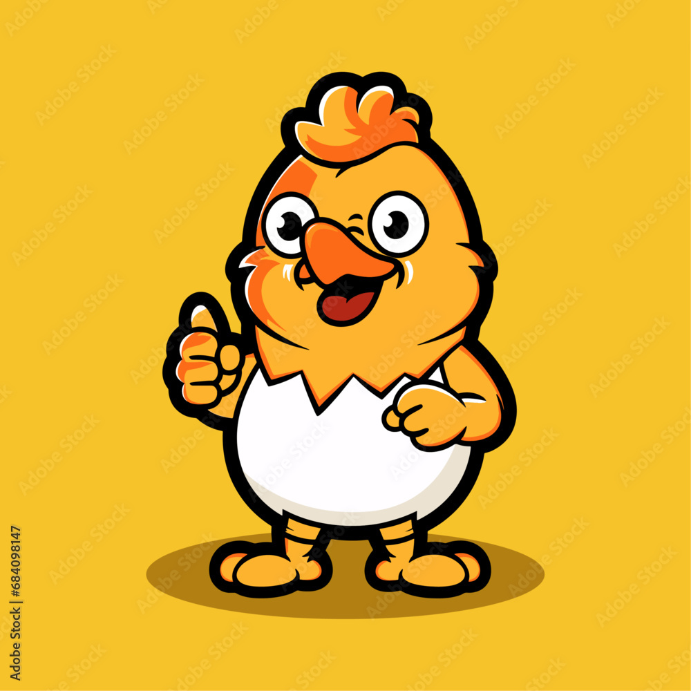 cute thumbs up baby chicken cartoon mascot character vector logo design for meat shop, click icon illustration, sticker, doodle, symbol cute thumbs up baby chicken cartoon mascot character vector logo design for meat shop, click icon illustration, sticker, doodle, symbol